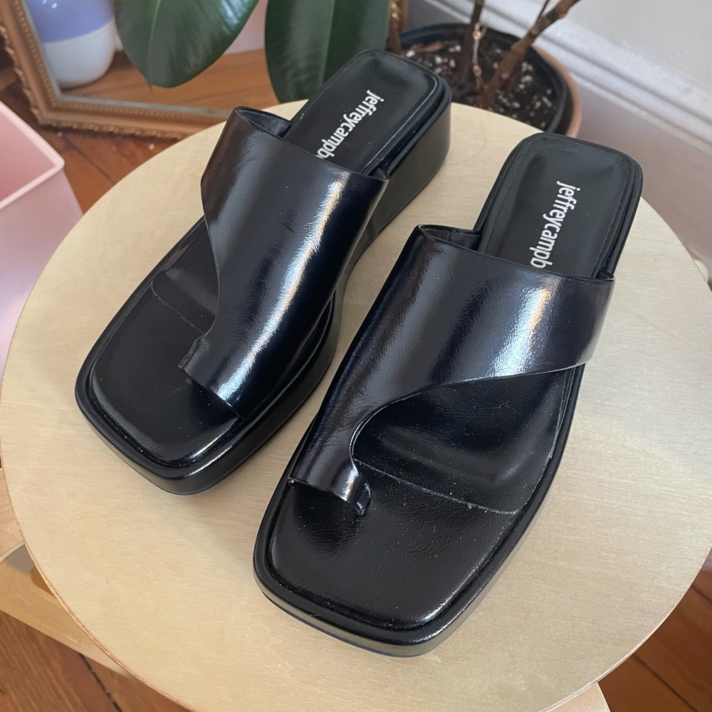 jeffrey campbell asymmetrical leather slide sandals